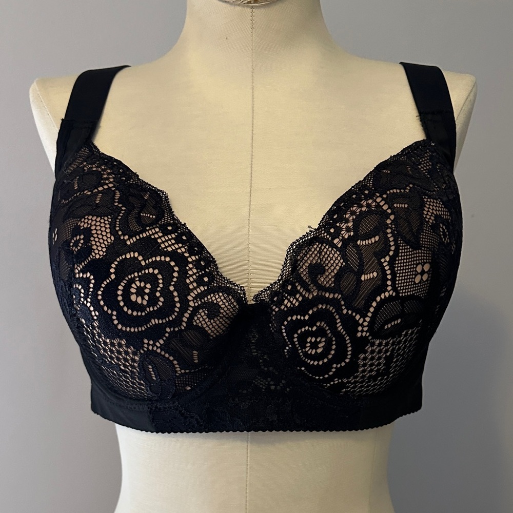 Elegant Black Lace Bra 36D/80D